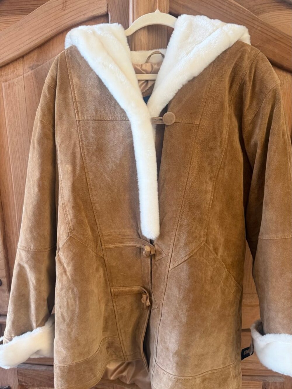 NWT Vintage Willow Ridge Suede Leather Penny Lane Coat Faux Fur Trim L